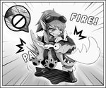  comic english facial_mark greyscale league_of_legends monochrome oldlim pointy_ears short_hair tristana yordle 