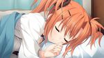  1girl bed close female game_cg hashimoto_takashi imouto_no_katachi orange_hair sleeping sphere sumeragi_ayaka twintails 