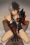  2boys anal black_hair blush bottomless elsword grey_hair looking_at_viewer multiple_boys muscle naughty_face penis pov raven_(elsword) short_hair straddling sweat testicles yaoi yellow_eyes 