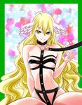  1girl alternate_age bdsm blonde_hair bondage bound breasts fairy_tail green_eyes mavis_vermilion nipples smile 