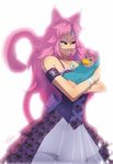  1girl baby cat_ears cat_tail dress facial_mark final_fantasy final_fantasy_xiv miqo&#039;te miqo'te mother pacifier pink_hair smile tail tovio_rogers 