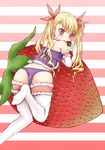  dance_in_the_vampire_bund food fruit highres mina_tepes panties solo strawberry thighhighs twintails underwear uni_(necogyu) 