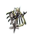  ahoge artist_request blazblue blonde_hair braid hair_weapon lambda-11 long_hair mecha_musume navel red_eyes solo sword weapon 