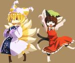  bangs chen chen_(cat) full_body furrification furry kishibe multiple_girls touhou yakumo_ran yakumo_ran_(fox) 