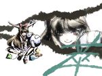  bow brown_eyes brown_hair hair_bow horn_ribbon horns ibuki_suika long_hair oni ribbon solo tobi_(discharge_cycle) touhou 