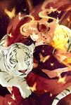  bad_id bad_pixiv_id beatrice blonde_hair blue_eyes bug butterfly flower hair_flower hair_ornament insect japanese_clothes kimono long_hair new_year oono_eiko rose solo tiger umineko_no_naku_koro_ni 