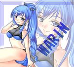  bad_id bad_pixiv_id bikini blue_eyes blue_hair drill_hair kiritsuki_yuu_koromo ponytail solo swimsuit umi_monogatari warin 