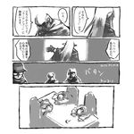  3boys comic greyscale monochrome multiple_boys original translation_request yamaada 