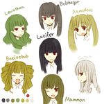  asmodeus bad_id bad_pixiv_id beelzebub belphegor black_hair blonde_hair drill_hair green_hair leviathan_(umineko) lucifer mammon multiple_girls murazou red_eyes satan silver_hair sketch stakes_of_purgatory umineko_no_naku_koro_ni 