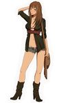  bad_id bad_pixiv_id bag boots brown_hair copyright_request denim denim_shorts fashion koutarou_(farthest) legs shorts sleeves_folded_up solo unbuttoned 