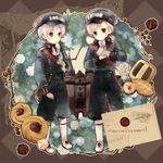  axis_powers_hetalia blue_eyes bread castle chocolate cookie food grey_hair hat iceland_(hetalia) male_focus military military_uniform mouth_hold multiple_boys norway_(hetalia) purple_eyes sweets uniform yukino_(pixiv) 