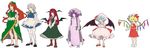  :d apron bad_id bad_pixiv_id bat_wings blonde_hair blue_dress book braid brooch capelet cravat crescent crystal demon_girl demon_wings dress expressionless flandre_scarlet full_body green_dress green_skirt hands_together hat head_wings highres holding holding_book hong_meiling izayoi_sakuya jewelry koakuma long_hair long_sleeves maid maid_headdress matsutani mob_cap multiple_girls open_mouth patchouli_knowledge pink_dress purple_eyes purple_hair red_dress red_eyes red_hair remilia_scarlet short_sleeves sidelocks silver_hair simple_background skirt smile socks standing succubus the_embodiment_of_scarlet_devil touhou twin_braids v_arms vampire very_long_hair vest white_background white_legwear wings 
