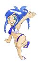  bikini blue_eyes blue_hair chibi drill_hair no_(50401234567) ponytail solo swimsuit umi_monogatari warin 