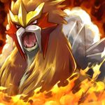  entei fire gen_2_pokemon hakui_karasu no_humans open_mouth pokemon pokemon_(creature) red_eyes 