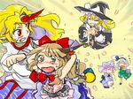  :t blonde_hair hat hitodama horn horns hoshiguma_yuugi ibuki_suika kirisame_marisa konpaku_youmu konpaku_youmu_(ghost) mamemaki mini-hakkero multiple_girls saigyouji_yuyuko sape_(saperon_black) setsubun tears touhou translated 