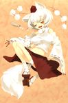  alcohol animal_ears breasts detached_sleeves drunk geta hat inubashiri_momiji kishibe large_breasts navel panties sake sleeping solo tail tengu-geta tokin_hat touhou underwear white_hair wolf_ears wolf_tail 