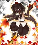  belt bird blush bob_cut book crow frills furrification furry hat kishibe leaf leaf_fan maple_leaf no_humans red_eyes shameimaru_aya skirt solo tokin_hat touhou wings 