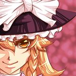  blonde_hair braid hair_over_one_eye hat kirisame_marisa solo tobi_(discharge_cycle) touhou witch_hat yellow_eyes 