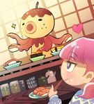  1girl blue_eyes blush doubutsu_no_mori food nintendo octopus pink_hair short_hair table takoya zucker 