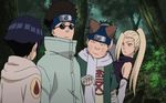  2girls 3boys aburame_shino akimichi_chouji animated animated_gif bandage bandanna black_eyes black_hair blonde_hair blue_eyes blue_hair brown_hair earrings eyebrows forehead_protector forest glasses hyuuga_hinata inuzuka_kiba jewelry konohagakure_symbol multiple_boys multiple_girls naruto nature ponytail short_hair sunglasses tree woods yamanaka_ino 