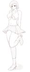  1girl 78_(tky8) agent_aika black_delmo delmo female monochrome panties pantyshot solo standing underwear 