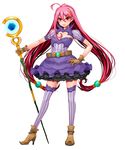  1girl gloves long_hair mage magic?magical?actiongirl magicâ˜†magicalâ˜†actiongirl pink_hair red_eyes skirt solo staff thighhighs vitamin_ccc 