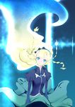  1girl blonde_hair blue_background blue_eyes braid dress flower hairband long_hair multicolored_hair rose shirley_fennes tales_of_(series) tales_of_legendia 