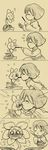  ? androgynous bad_id bad_tumblr_id blush closed_eyes comic devicho flower flowey_(undertale) flying_sweatdrops food frisk_(undertale) full-face_blush hands_on_own_face heart highres kiss monochrome onomatopoeia pocky pocky_kiss shared_food silent_comic striped striped_sweater sweat sweater sweating_profusely tears trembling undertale 