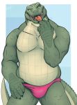  2019 basch biceps bulge claws clothed clothing crocodile crocodilian looking_at_viewer male musclegut muscular muscular_male open_mouth pecs pinup portrait pose reptile saliva scalie simple_background slightly_chubby solo speedo standing swimsuit tarvash teeth three-quarter_portrait tnogue_out tongue triceps yellow_eyes 