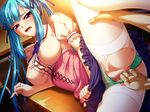  1boy 1girl ass bishop_(company) blue_hair breasts crying female fingering forced game_cg hetero kagami_hirotaka long_hair looking_at_viewer lying mesu_kyoushi_4 partially_visible_vulva pussy skirt takamine_miyu tears twintails 