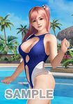  1girl 3d bikini breasts cleavage dead_or_alive dead_or_alive_xtreme dead_or_alive_xtreme_3_fortune honoka_(doa) large_breasts outdoors pink_hair pool sky solo swimsuit water 