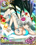  artist_request bat_wings bikini bracelet braid breasts card_(medium) character_name chess_piece covered_nipples flower grayfia_lucifuge grey_eyes grey_hair hair_flower hair_ornament high_school_dxd high_school_dxd_born jewelry large_breasts lipstick long_hair maid_headdress makeup official_art open_mouth queen_(chess) red_lipstick solo swimsuit trading_card twin_braids wings 