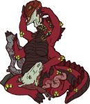  2018 4_arms 4_fingers 6_eyes alpha_channel ambiguous_gender anthro blood breasts cannibalism claws collar dark_sclera death digital_media_(artwork) dragon entrails equine female gore guts hard_vore horse intestines long_tail mammal meat monster multi_arm multi_eye multi_limb musorok nude open_mouth red_skin scalie sharp_teeth simple_background solo spiked_collar spikes teeth toe_claws transparent_background violence vore yellow_eyes 