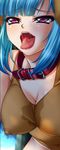  1girl animal_ears bishop_(company) blue_hair breasts cosplay female game_cg hetero kagami_hirotaka leotard long_hair mesu_kyoushi_4 nipples saliva smile sweat takamine_miyu tongue tongue_out twintails 