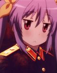  artist_request ears miyauchi_renge non_non_biyori purple_hair red_eyes ribbon soviet twintails 