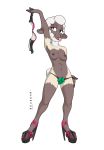  areola bovid bra breasts caprine clothed clothing ear_piercing ear_stud ecmajor female jewene_the_ewe mammal navel nipples panties piercing sheep simple_background skimpy standing striptease tongue tongue_out topless underwear white_background 