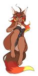  2018 ahoge animal_humanoid anthro big_butt black_sclera blush breasts butt canid canine canis caradhina clothed clothing corset cosmicminerals digital_media_(artwork) digitigrade embers female fire fur hair hi_res humanoid larroqm lingerie looking_at_viewer mammal open_mouth simple_background smile solo thick_thighs tongue wolf 