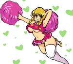  1girl blonde_hair blush breasts cheerleader heart linkle looking_at_viewer skirt the_legend_of_zelda the_legend_of_zelda:_tri_force_heroes yellow_kirby zelda_musou 