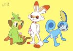  2019 all_fours anthro anus backsack balls buckteeth butt erection fur grookey group half-closed_eyes humanoid_penis lagomorph looking_at_viewer looking_back male male/male mammal masturbation mutual_masturbation nintendo nude penile_masturbation penis perineum pok&eacute;mon pok&eacute;mon_(species) primate reptile scalie scorbunny sitting sobble spreading standing teeth ultilix video_games 
