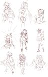  2girls breasts female kos-mos large_breasts long_hair monochrome multiple_girls negresco sketch t-elos translation_request xeno_(series) xenosaga 