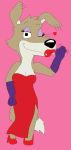  &lt;3 anthro armwear blinky_bill_(series) breasts canid canine canis cleavage clothed clothing daisy_dingo digital_media_(artwork) dingo disney dress elbow_gloves eyeshadow female footwear gloves high_heels jessica_rabbit justinanddennis_(artist) lipstick looking_at_viewer makeup mammal red_dress red_lipstick seductive shoes simple_background smile waving who_framed_roger_rabbit 
