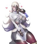  breasts character_request dullahan_(taimanin_asagi) female fingering large_breasts lilith-soft long_hair looking_at_viewer monster_girl naughty_face nipples pale_skin saliva scar shiny_skin sian silver_hair solo sweat taimanin_asagi taimanin_asagi_battle_arena 