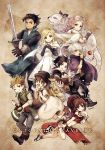  alfyn_(octopath_traveler) animal aononchi apple armor bag blonde_hair blue_eyes book bracelet braid braided_ponytail breasts brown_hair cape cloak cyrus_(octopath_traveler) dancer dress fingerless_gloves food fringe_trim fruit fur_trim gloves green_eyes h&#039;aanit_(octopath_traveler) hair_over_one_eye hat highres jewelry linde_(octopath_traveler) long_hair looking_at_viewer multiple_boys multiple_girls necklace octopath_traveler olberic_eisenberg open_mouth ophilia_(octopath_traveler) ponytail primrose_azelhart scar scarf short_hair simple_background smile snow_leopard sword therion_(octopath_traveler) tressa_(octopath_traveler) weapon white_hair yellow_eyes 