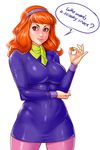  1girl cartoon_network daphne_ann_blake dress female hairband hanna-barbera long_hair r3ydart red_hair scooby-doo simple_background smile solo 