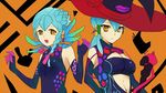  2girls artist_request blue_hair breasts cardfight!!_vanguard charlene_chen cosplay gillian_chen large_breasts mesmerizing_witch_fianna mesmerizing_witch_fianna_(cosplay) multiple_girls sharlene_chen tagme witch witch_hat witch_of_reality_femme witch_of_reality_femme_(cosplay) 