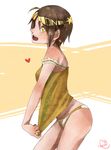  1girl bare_shoulders breasts brown_hair frills heart norma_beatty open_mouth panties short_hair tales_of_(series) tales_of_legendia tank_top underwear yellow_eyes 
