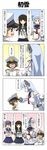  3girls 4koma :d ^_^ akebono_(kantai_collection) closed_eyes comic commentary hatsuyuki_(kantai_collection) highres kantai_collection little_boy_admiral_(kantai_collection) multiple_girls murakumo_(kantai_collection) open_mouth rappa_(rappaya) smile torn_clothes translated 