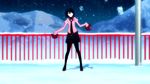  1girl animated animated_gif black_hair monogatari_(series) oshino_ougi snow 