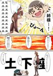  &gt;_&lt; :d ahoge bare_shoulders bath blush brown_hair closed_eyes clothes_removed comic detached_sleeves dogeza flying_sweatdrops hairband hamaguri_(hamaguri1234) headgear hiei_(kantai_collection) japanese_clothes kantai_collection kongou_(kantai_collection) long_hair multiple_girls naked_towel nontraditional_miko open_mouth orz pantyhose partially_translated pouncing short_hair smile thighhighs towel towel_on_head translation_request v-shaped_eyebrows xd 