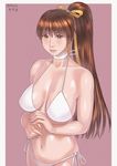  1girl bikini breasts brown_eyes brown_hair cleavage dead_or_alive kasumi_(doa) looking_at_viewer navel parted_lips ponytail solo stomach swimsuit zenkou 